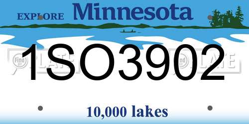 1SO3902 Minnesota License Plate