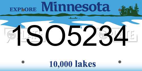1SO5234 Minnesota License Plate