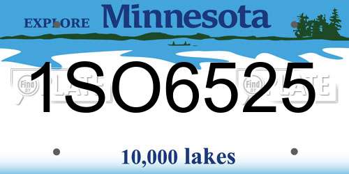 1SO6525 Minnesota License Plate