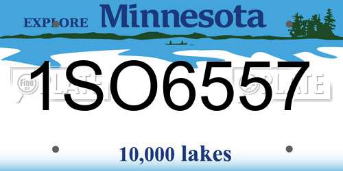 1SO6557 Minnesota License Plate
