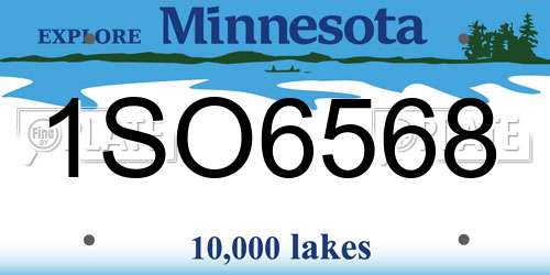 1SO6568 Minnesota License Plate