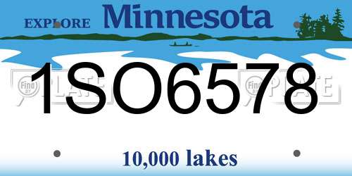 1SO6578 Minnesota License Plate