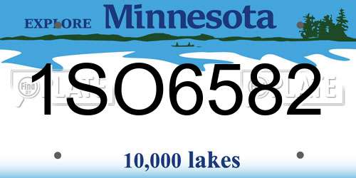 1SO6582 Minnesota License Plate
