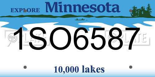 1SO6587 Minnesota License Plate