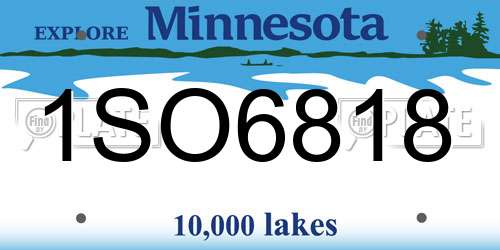 1SO6818 Minnesota License Plate