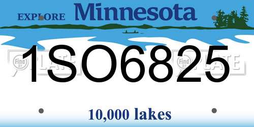 1SO6825 Minnesota License Plate
