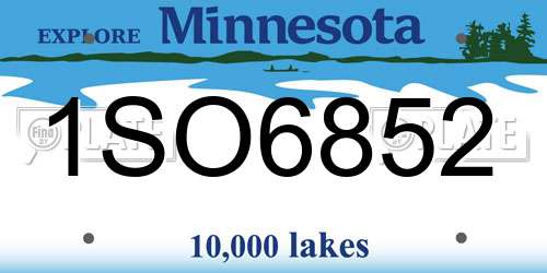 1SO6852 Minnesota License Plate