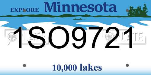 1SO9721 Minnesota License Plate