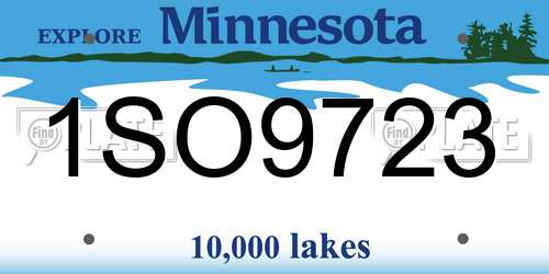 1SO9723 Minnesota License Plate
