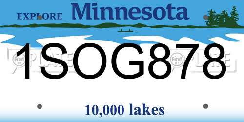 1SOG878 Minnesota License Plate
