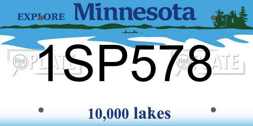 1SP578 Minnesota License Plate