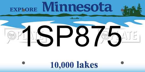 1SP875 Minnesota License Plate