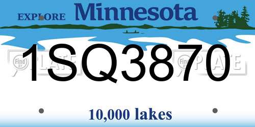 1SQ3870 Minnesota License Plate