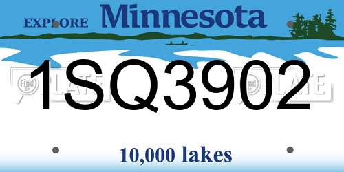 1SQ3902 Minnesota License Plate