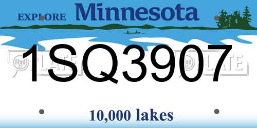 1SQ3907 Minnesota License Plate