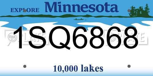 1SQ6868 Minnesota License Plate