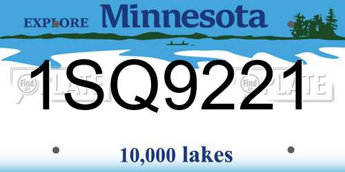 1SQ9221 Minnesota License Plate