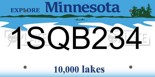 1SQB234 Minnesota License Plate