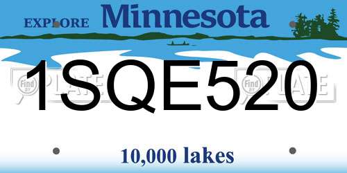 1SQE520 Minnesota License Plate