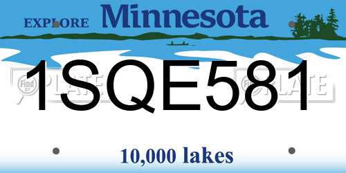 1SQE581 Minnesota License Plate
