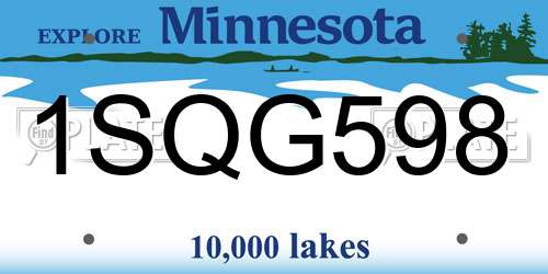 1SQG598 Minnesota License Plate