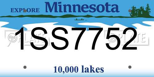 1SS7752 Minnesota License Plate