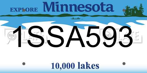 1SSA593 Minnesota License Plate