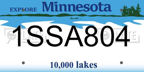 1SSA804 Minnesota License Plate