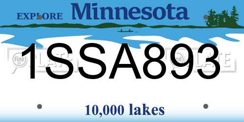1SSA893 Minnesota License Plate