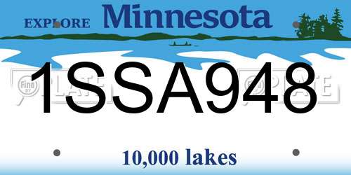 1SSA948 Minnesota License Plate