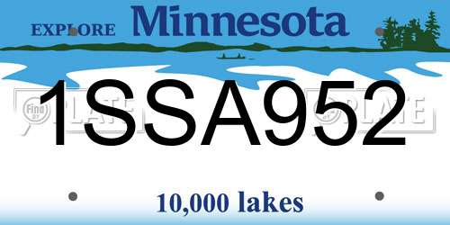 1SSA952 Minnesota License Plate