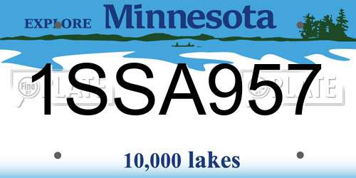1SSA957 Minnesota License Plate