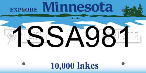 1SSA981 Minnesota License Plate