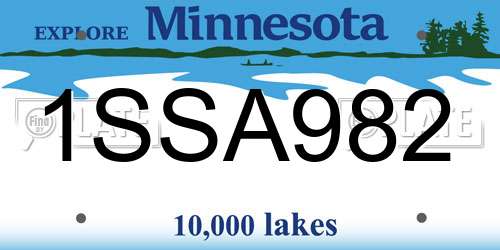 1SSA982 Minnesota License Plate
