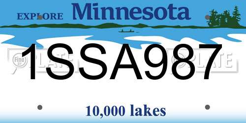 1SSA987 Minnesota License Plate