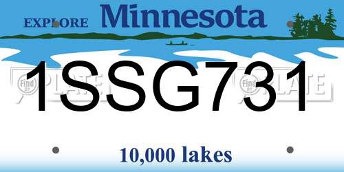 1SSG731 Minnesota License Plate