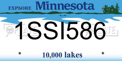 1SSI586 Minnesota License Plate