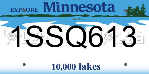 1SSQ613 Minnesota License Plate