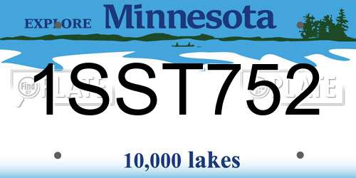 1SST752 Minnesota License Plate