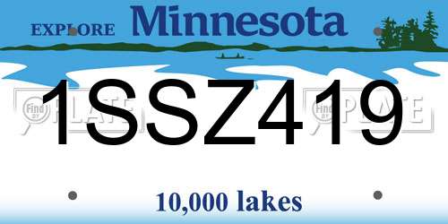 1SSZ419 Minnesota License Plate