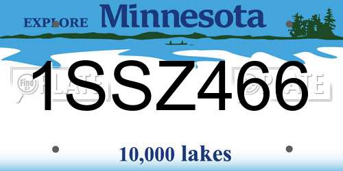 1SSZ466 Minnesota License Plate