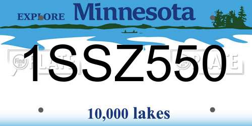 1SSZ550 Minnesota License Plate