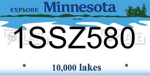 1SSZ580 Minnesota License Plate