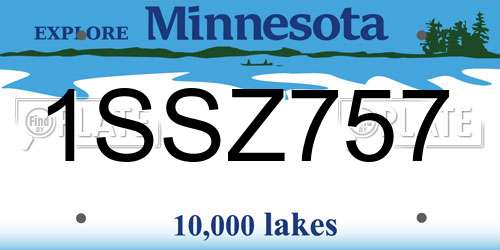 1SSZ757 Minnesota License Plate