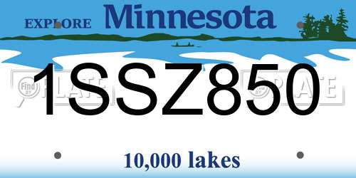 1SSZ850 Minnesota License Plate