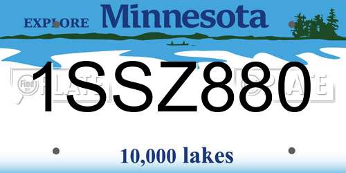 1SSZ880 Minnesota License Plate