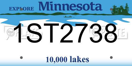 1ST2738 Minnesota License Plate