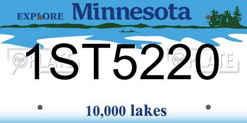 1ST5220 Minnesota License Plate