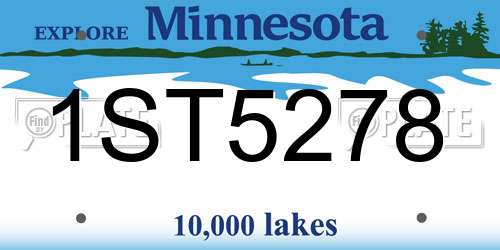 1ST5278 Minnesota License Plate
