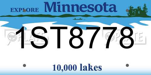 1ST8778 Minnesota License Plate